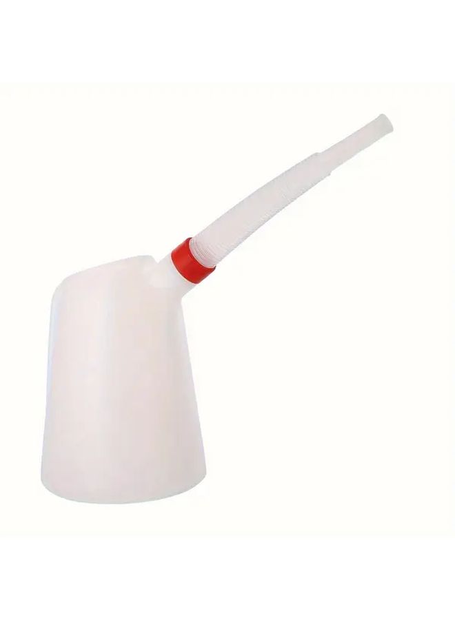 Plastic Oil Can With Extended Spout and Scale 5 Liters Easy Pouring Clear Design For All Liquids White Red - Image 4