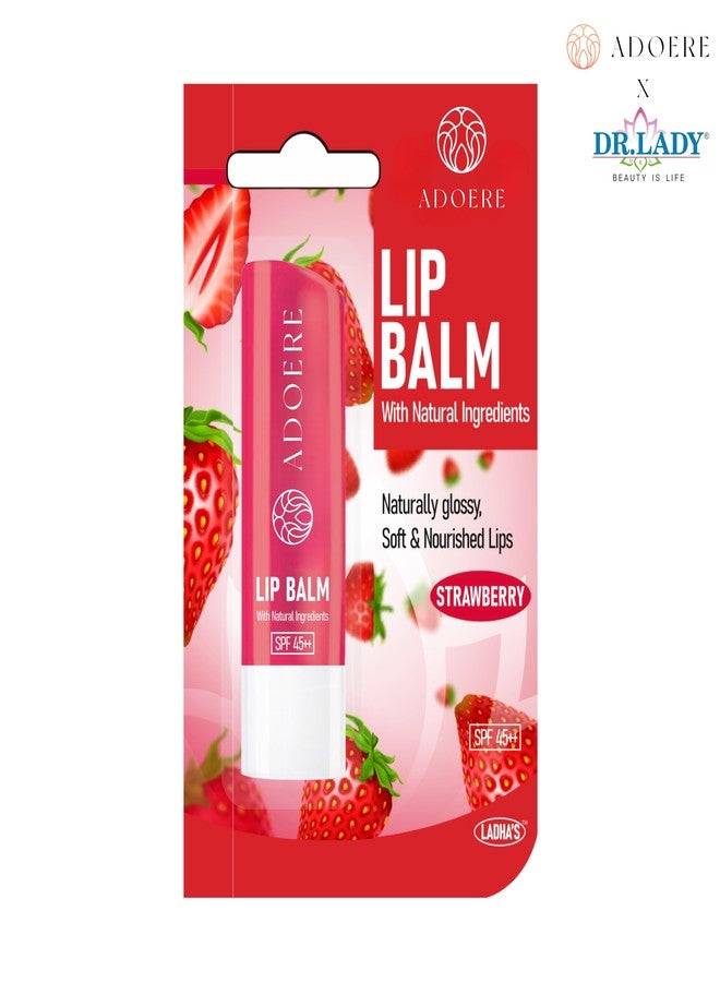 ADOERE Lip Balm with SPF 45++ For Daily Care, Hydrating, Natural Glowing Lips for Moisturization, Soft And Naturally Brightens Lips, Lipbalm for Dry & Dark Lips (Strawberry - Image 2