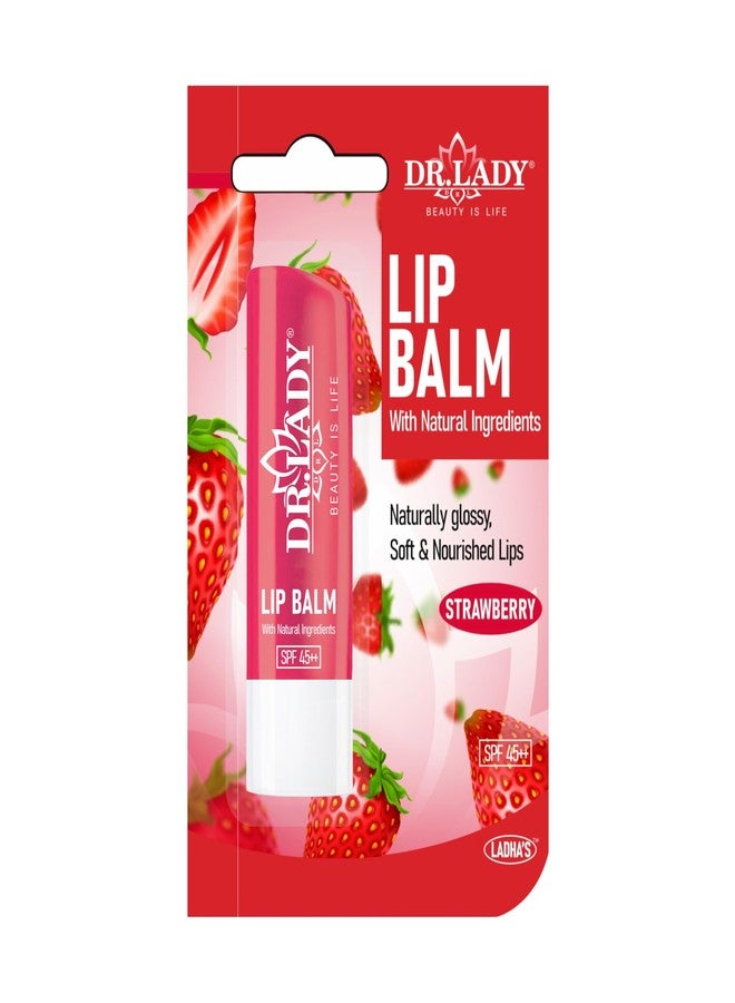 ADOERE Lip Balm with SPF 45++ For Daily Care, Hydrating, Natural Glowing Lips for Moisturization, Soft And Naturally Brightens Lips, Lipbalm for Dry & Dark Lips (Strawberry - Image 1