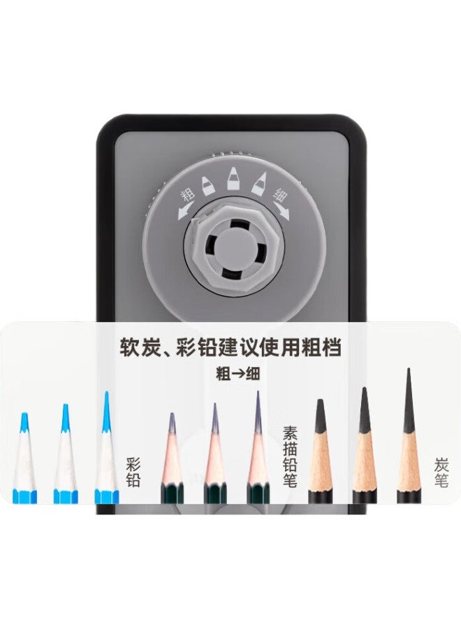 Deli Art Sketch Special Pencil Sharpener School Opening Gift 7 Gears Thickness Adjustable Automatic Pencil Insertion Pen Knife / Pencil Sharpener / Pen Knife Black - Image 1