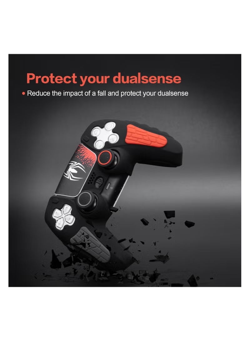 PlayStation 5 Controller Cover Case, Anti-Slip Silicone Cover Skin Compatible with PS5 Dual Sense Controller with Thumb Grip Caps, Joystick Protectors and Cover Wrap Sticker - Black - Image 3
