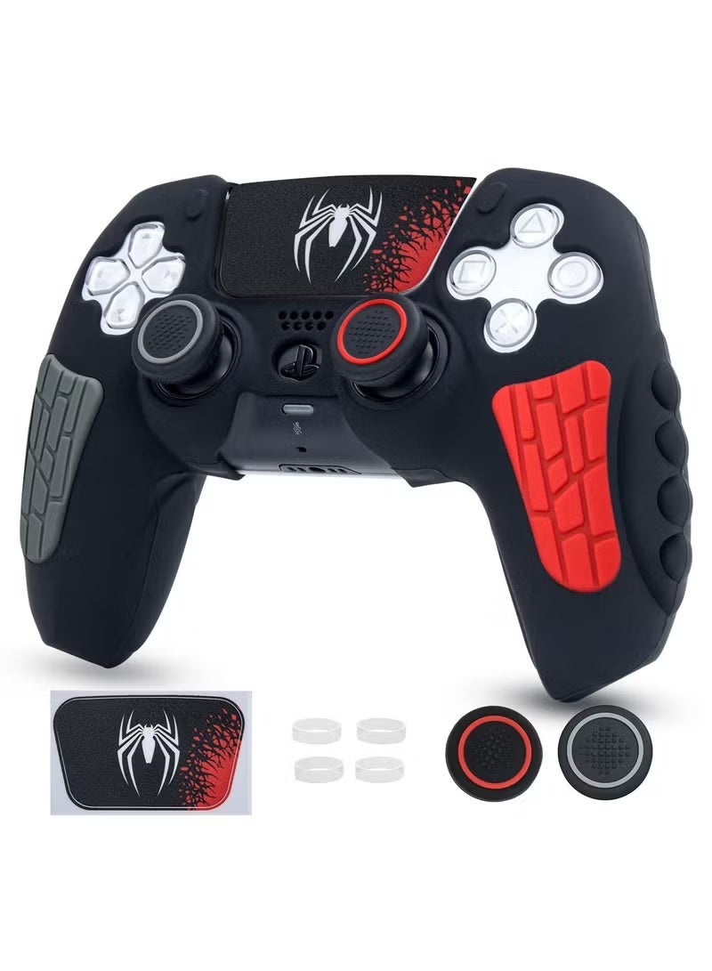 PlayStation 5 Controller Cover Case, Anti-Slip Silicone Cover Skin Compatible with PS5 Dual Sense Controller with Thumb Grip Caps, Joystick Protectors and Cover Wrap Sticker - Black - Image 1
