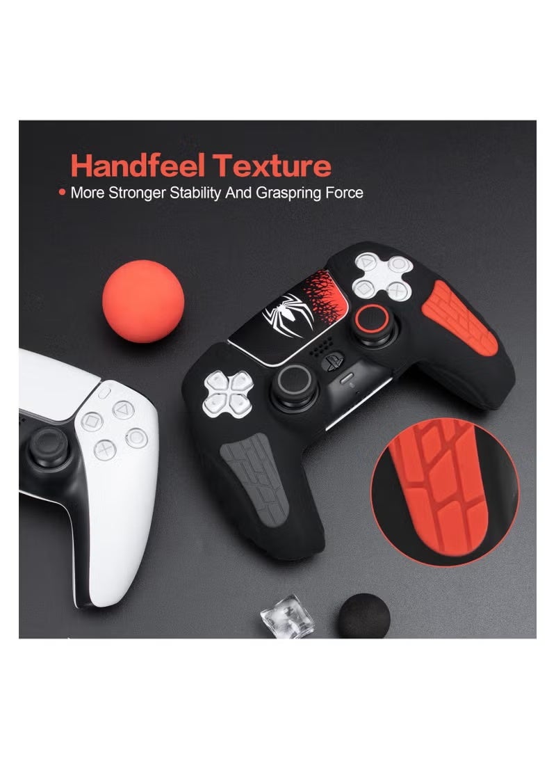 PlayStation 5 Controller Cover Case, Anti-Slip Silicone Cover Skin Compatible with PS5 Dual Sense Controller with Thumb Grip Caps, Joystick Protectors and Cover Wrap Sticker - Black - Image 2