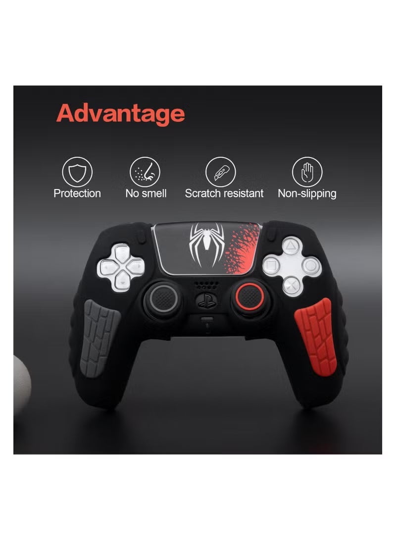 PlayStation 5 Controller Cover Case, Anti-Slip Silicone Cover Skin Compatible with PS5 Dual Sense Controller with Thumb Grip Caps, Joystick Protectors and Cover Wrap Sticker - Black - Image 5