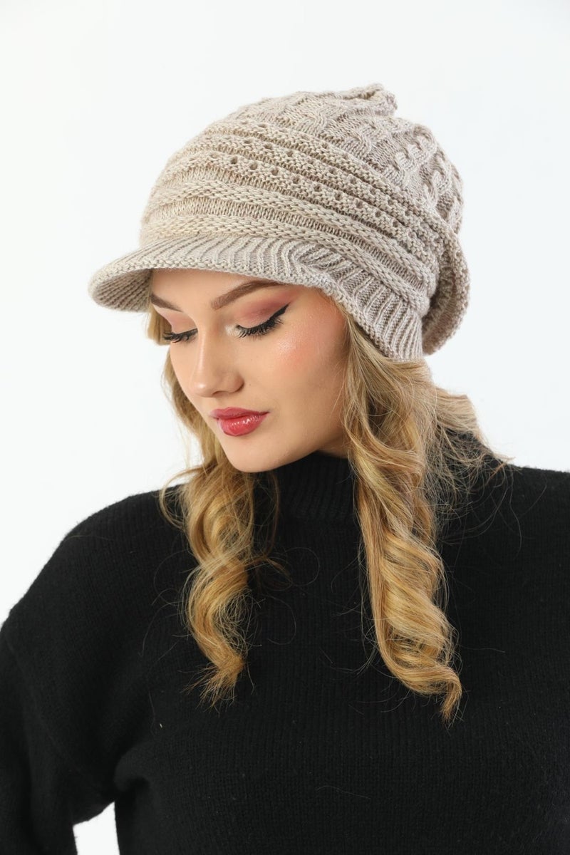 Elif Iç Giyim Elif Underwear Peaked Double Layer Knitted Knitted Beret  - Image 2