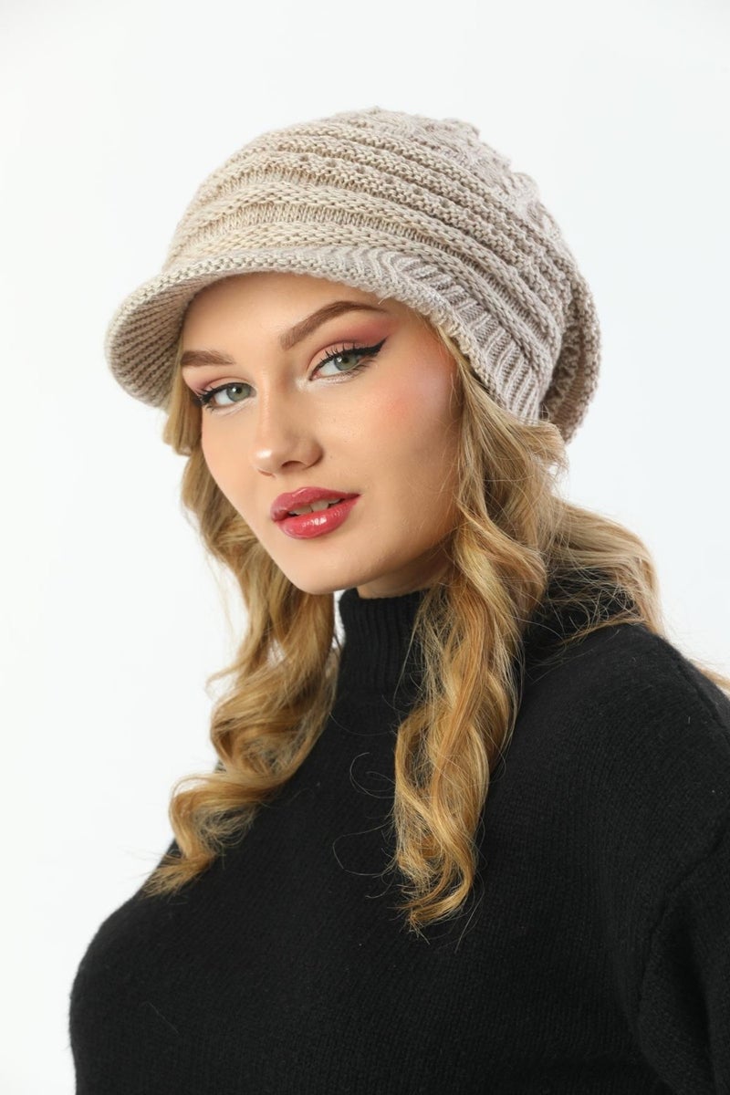 Elif Iç Giyim Elif Underwear Peaked Double Layer Knitted Knitted Beret  - Image 4