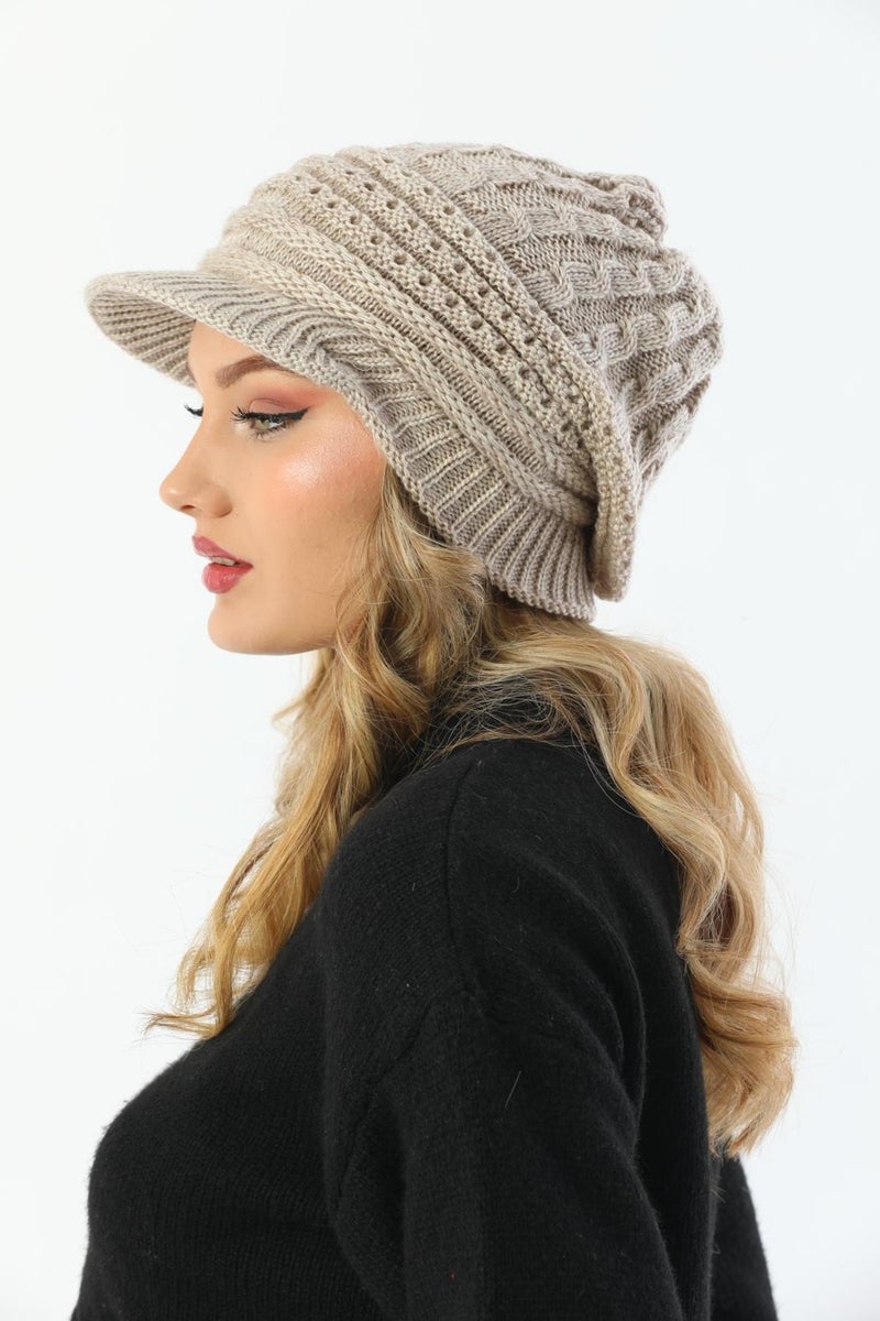 Elif Iç Giyim Elif Underwear Peaked Double Layer Knitted Knitted Beret  - Image 5
