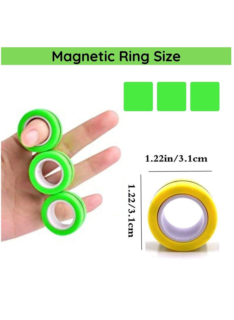 KASTWAVE Fingears Magnetic Rings Fidget Spinner Toy Stress, Anxiety Relief Magnetic Spinner Ring - Green 3pcs  - Image 4