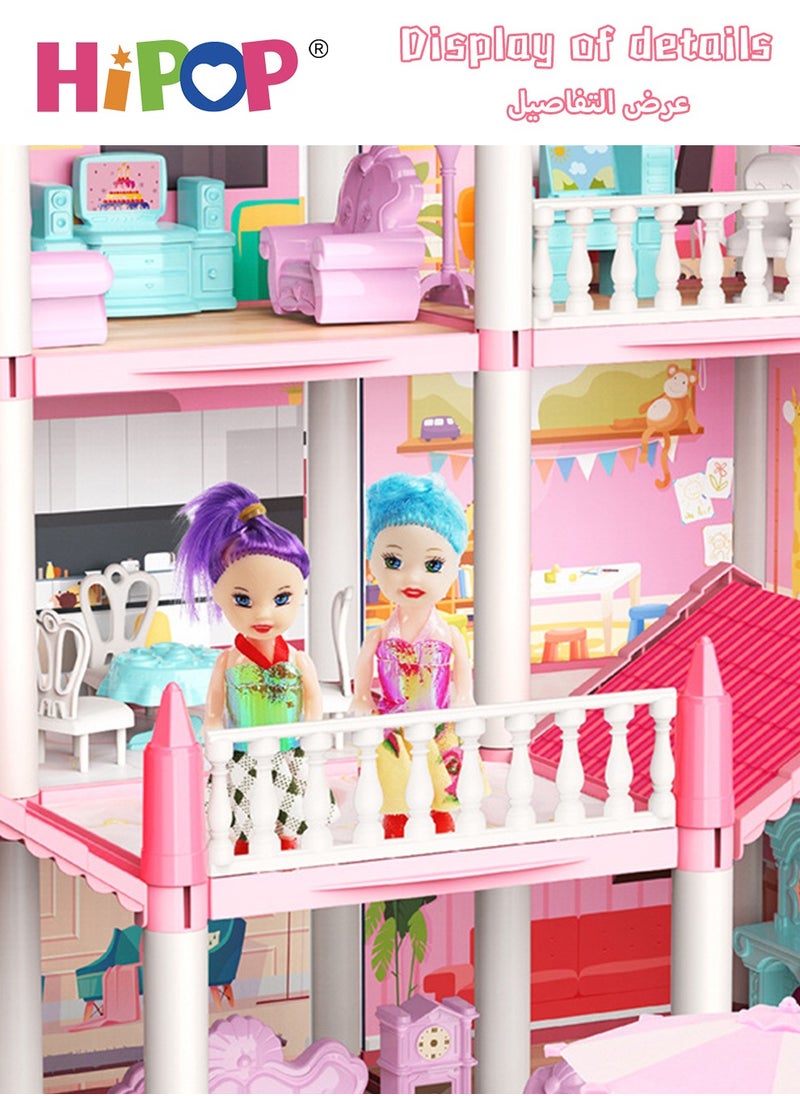 HIPOP Doll House Toys,Big Size 4 Floors 14 Rooms Castle House With Decorating Dollhouse Accessories And Furniture,DIY Building Playset,Gift For Girl  - Image 4