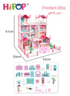 HIPOP Doll House Toys,Big Size 4 Floors 14 Rooms Castle House With Decorating Dollhouse Accessories And Furniture,DIY Building Playset,Gift For Girl  - Image 5