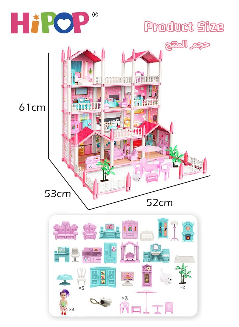 HIPOP Doll House Toys,Big Size 4 Floors 14 Rooms Castle House With Decorating Dollhouse Accessories And Furniture,DIY Building Playset,Gift For Girl  - Image 5