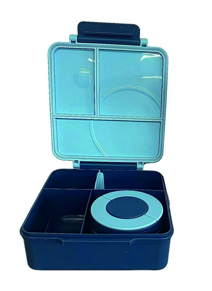 BrainGiggles BrainGiggles Insulated Bento Lunch Box for Kids - 1600ml Leak-Proof BPA-Free Thermos with Food Jar - Microwave-Safe, Portable & Easy to Clean - Ideal for School Travel Home - Blue  - Image 1