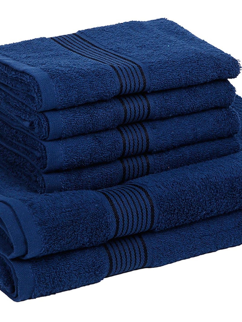 KOPA by Bianca [6pc Quick Dry 100% Cotton Soft Terry Towel -2pc Bath, 4pc Hand (d'ross) - Super Absorbent, Lightweight, Odour Free - for Men, Women, Kids Solid-Navy/Blue - Image 5