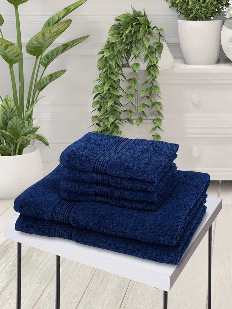 KOPA by Bianca [6pc Quick Dry 100% Cotton Soft Terry Towel -2pc Bath, 4pc Hand (d'ross) - Super Absorbent, Lightweight, Odour Free - for Men, Women, Kids Solid-Navy/Blue - Image 2