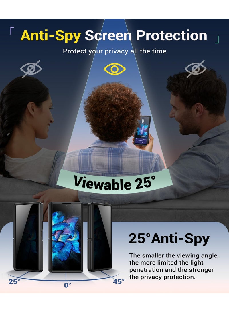 بيرفي غطاء سامسونج جالاكسي زد فولد 7 مع واقي شاشة للخصوصية، ‏[متوافق مع MagSafe] ‏[مضاد للتجسس] مزود بحاملين مخفيين مدمجين، حماية كاملة ضد الصدمات وتصميم نحيف، باللون الأسود - Image 3