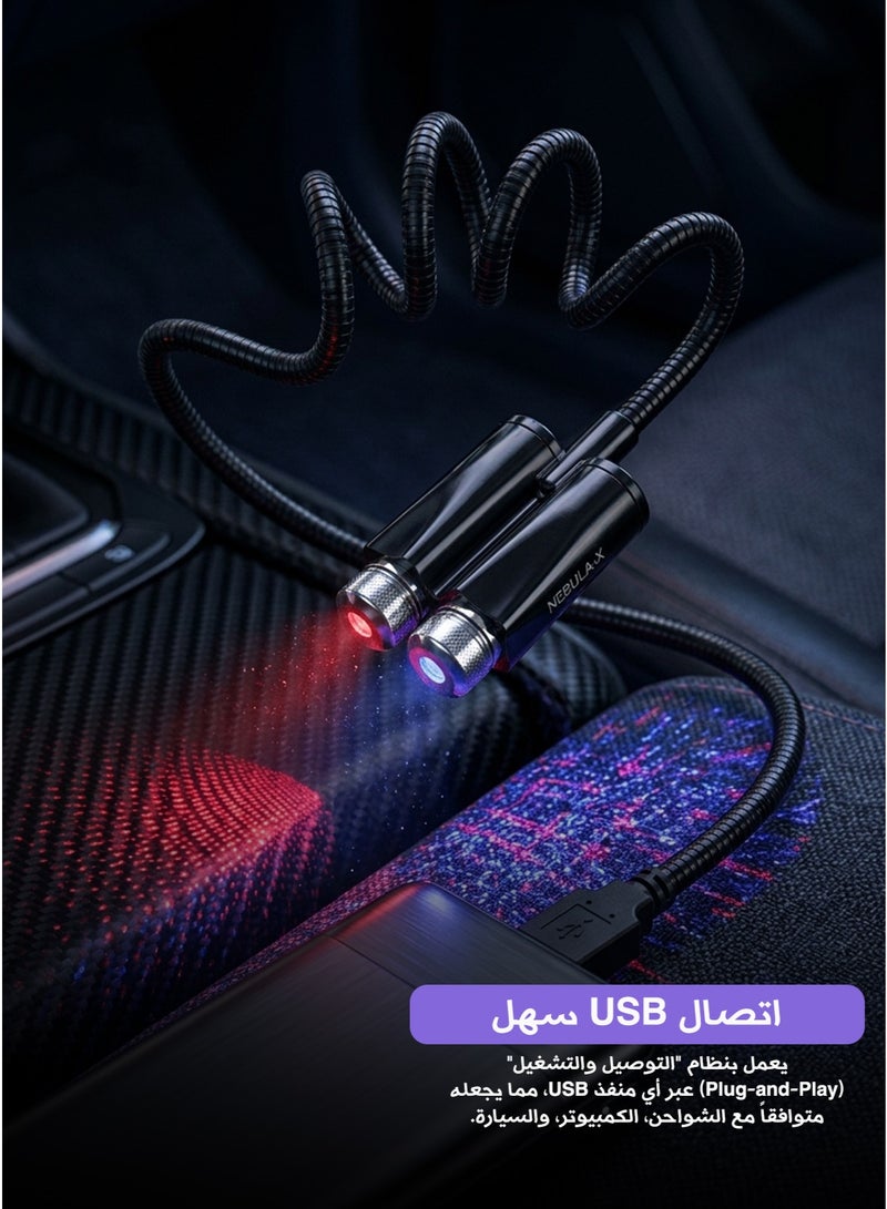 نيبولا مصباح سماء مرصعة بالنجوم متعدد الأوضاع - إضاءة ليلية وديكورية مع تحكم بالصوت وأنماط إضاءة متعددة يعمل عبر USB لغرف النوم والحفلات - Image 2