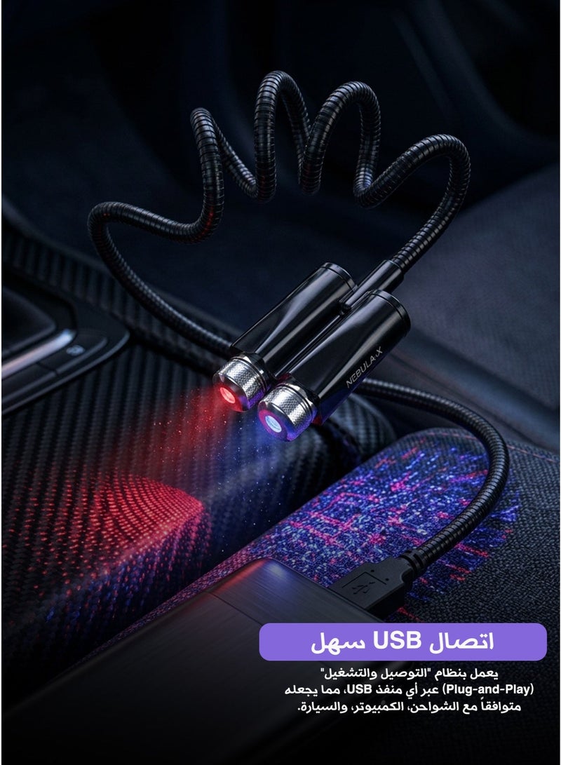 نيبولا مصباح سماء مرصعة بالنجوم متعدد الأوضاع - إضاءة ليلية وديكورية مع تحكم بالصوت وأنماط إضاءة متعددة يعمل عبر USB لغرف النوم والحفلات - Image 3