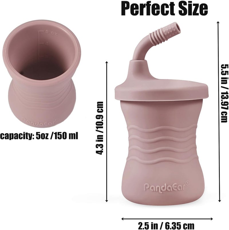 PandaEar 3 Pack Silicone Baby Training Cup Straw CupsShatterproof Toddler Sippy Cups Drinking Sippy Cups for Baby and Toddler 6 Months 5 Oz PinkLight PinkLinen - Image 2