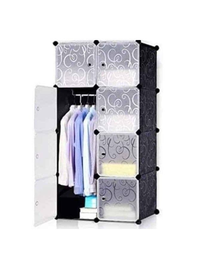 Portable plastic modular wardrobe with doors in black and white - Image 5