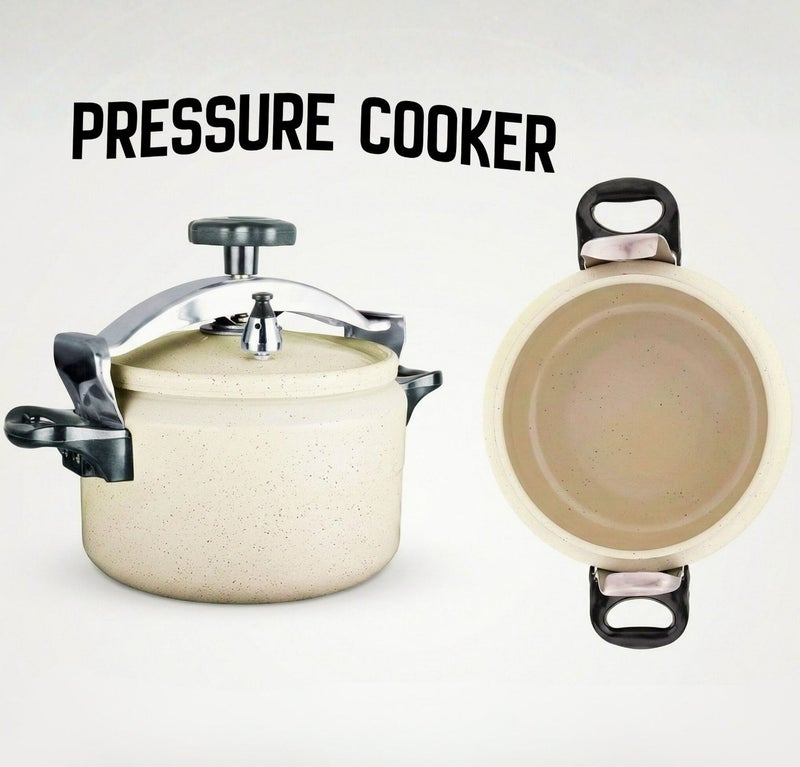 Premium Granite-Coated Aluminum Pressure Cooker, 11L Capacity - Non-Stick Large Banquet Cooking Pot with Advanced Safety System - Pearl White - Image 5