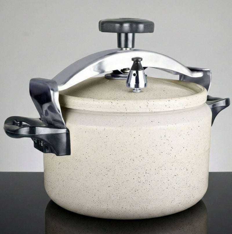 Premium Granite-Coated Aluminum Pressure Cooker, 11L Capacity - Non-Stick Large Banquet Cooking Pot with Advanced Safety System - Pearl White - Image 3