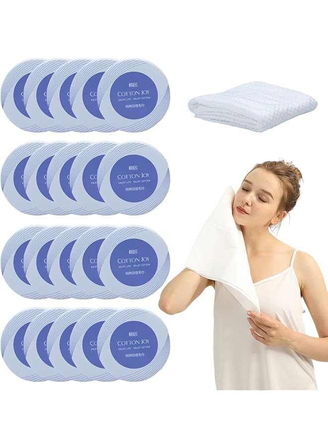 Goodern 20 Pcs Mini Compressed Towel Disposable Face Compressed Towels Portable Disposable Facial Towels Soft Compressed Face Washcloth Hand Wipe in Individual Package for Travel Home Camping - Image 1