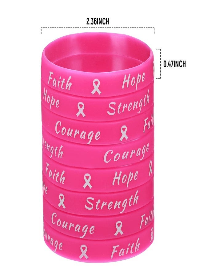 Sratte أساور توعية سرطان الثدي من سراتي، شريط سيليكون مطاطي، أساور الأمل والإيمان والقوة الملهمة للنساء، لحفلات وفعاليات عامة، هدايا سرطان الثدي (وردي فاتح) - Image 2