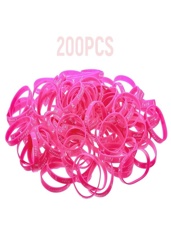 Sratte أساور توعية سرطان الثدي من سراتي، شريط سيليكون مطاطي، أساور الأمل والإيمان والقوة الملهمة للنساء، لحفلات وفعاليات عامة، هدايا سرطان الثدي (وردي فاتح) - Image 4