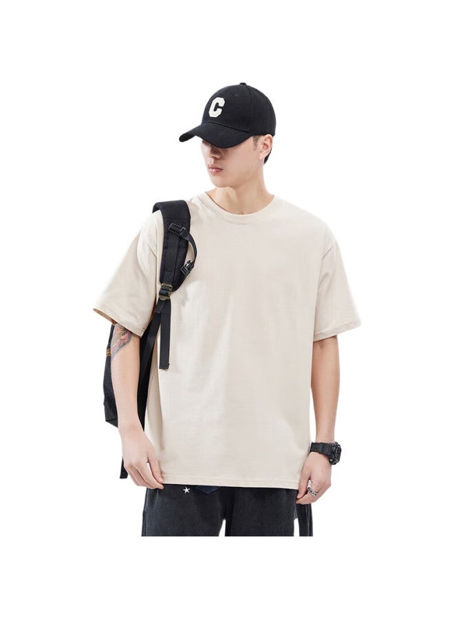 GENIOLAMODE Men'S Short Sleeve T-Shirt, Pure Cotton Heavyweight Comfortable Breathable Men'S Five-Point Sleeve Casual All-Match Solid Color Top - Image 2