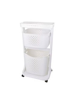 Dream Zone 2-Tier Laundry Basket with Wheel Rolling Sorter Hamper for Kitchen Bedroom Bathroom  - Image 1