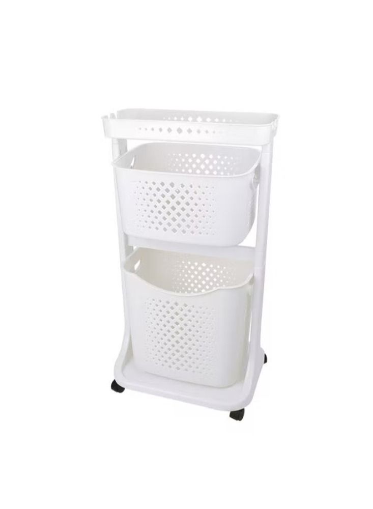 Dream Zone 2-Tier Laundry Basket with Wheel Rolling Sorter Hamper for Kitchen Bedroom Bathroom - Image 1