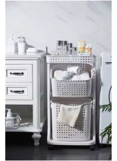 Dream Zone 2-Tier Laundry Basket with Wheel Rolling Sorter Hamper for Kitchen Bedroom Bathroom  - Image 3