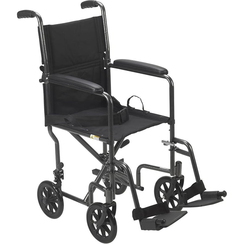 Drive Medical TR37E-SV Lightweight Folding Transport Wheelchair with Swing-Away Footrest, Silver - Image 1