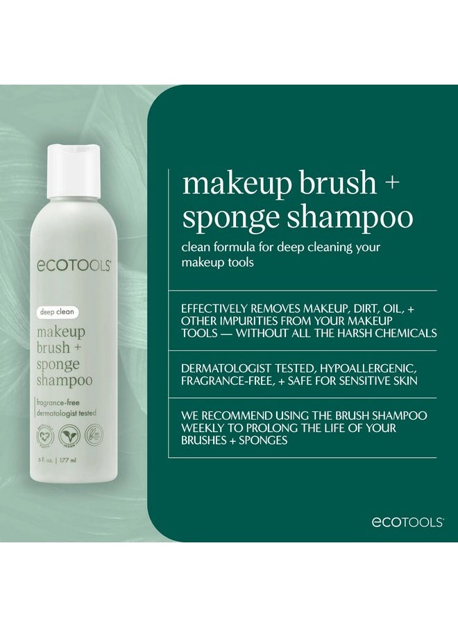 Ecotools EcoTools Cleanser Shampoo for Makeup Brush/Sponge/Puffs, Remove Makeup & Impurities, Fragrance-Free, No Harsh Chemicals, Vegan & Cruelty-Free, 6 fl.oz./177 ml, 1 Count  - Image 2