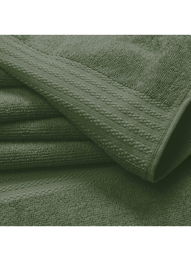 GLAMBURG GLAMBURG Ultra Soft 8-Piece Towel Set - 100% Pure Ring spun Cotton, Contains 2 Oversized Bath Towels 27x54, 2 Hand Towels 16x28, 4 Wash Cloths 13x13 - Ideal for Everyday use, Hotel & Spa - Olive Green  - Image 2