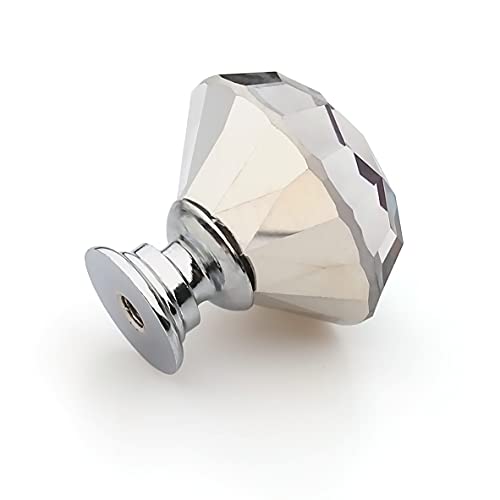 Akstore 6 Pcs Crystal Glass Cabinet Knobs 30mm Diamond Shape Drawer Kitchen Cabinets Dresser Cupboard Wardrobe Pulls Handles (30mm, Colorful) - Image 5