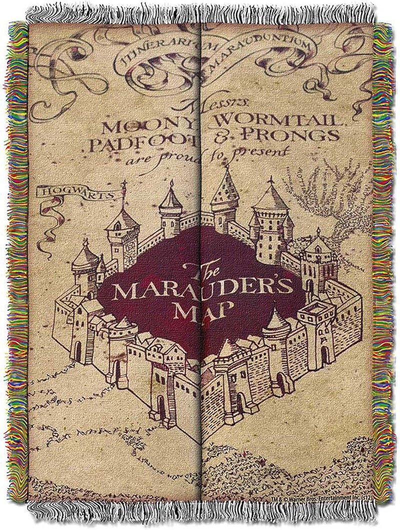 Northwest Harry Potter Woven Tapestry Throw Blanket, 48 x 60 Inches, Marauder's Map - Image 1