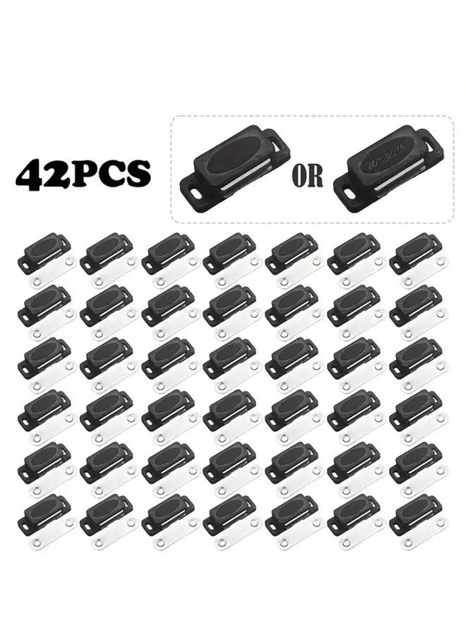 42 قطعة مشبك مغناطيسي أسود للأبواب الخزائن من ABS تركيب بدون مسامير قبضة قوية - Image 1