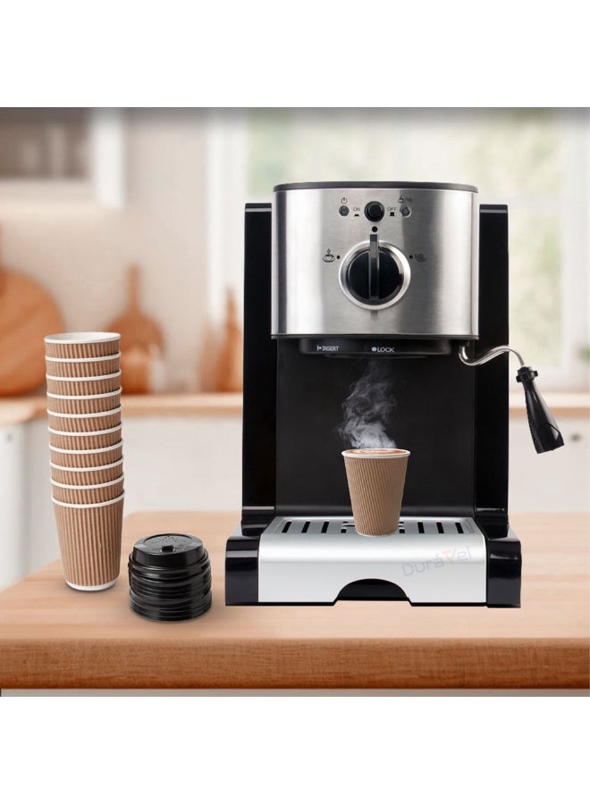 Duravel 25Pcs 8oz Ripple Coffee Cups with Lids Disposable Cups for Takeaway Coffee, Tea or Hot Drinks -Brown - Image 5