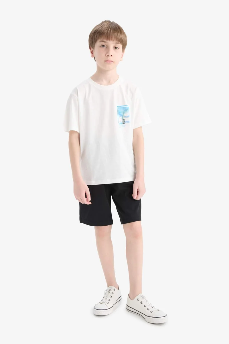 ديفاكتو Boy Regular Fit Crew Neck Printed T-Shirt