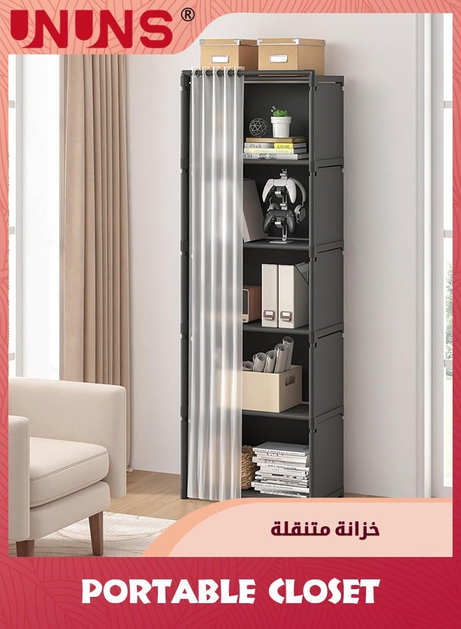 UNUNS 6-Tier Bookshelf,61 Inches(155cm) Floor Standing Bookcase,Display Storage Shelf,Corner Shelf,Home Decor Furniture For Home Office,Living Room,Bedroom,Black - Image 1