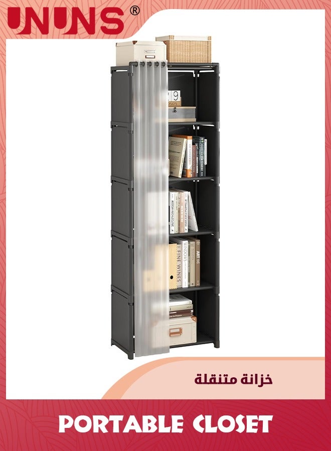 UNUNS 6-Tier Bookshelf,61 Inches(155cm) Floor Standing Bookcase,Display Storage Shelf,Corner Shelf,Home Decor Furniture For Home Office,Living Room,Bedroom,Black - Image 2