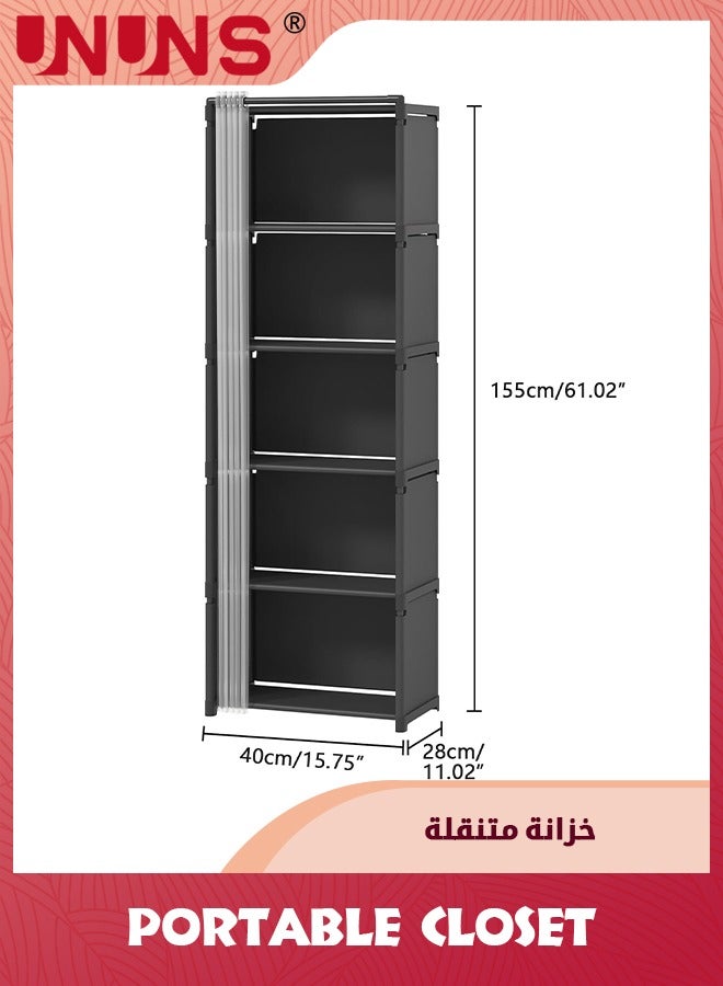 UNUNS 6-Tier Bookshelf,61 Inches(155cm) Floor Standing Bookcase,Display Storage Shelf,Corner Shelf,Home Decor Furniture For Home Office,Living Room,Bedroom,Black - Image 4