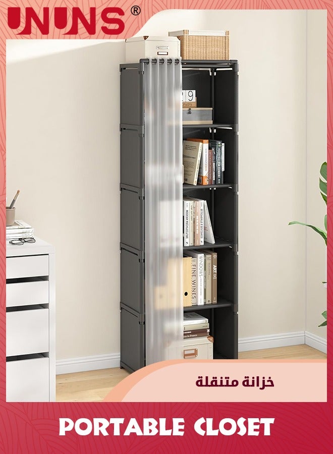 UNUNS 6-Tier Bookshelf,61 Inches(155cm) Floor Standing Bookcase,Display Storage Shelf,Corner Shelf,Home Decor Furniture For Home Office,Living Room,Bedroom,Black - Image 5