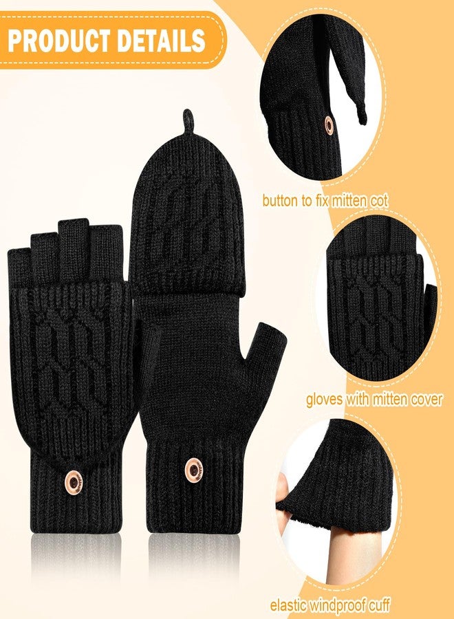 ونسينغ قفازات ONESING بدون أصابع للنساء، 3 أزواج، قفازات شتوية بدون أصابع مع أغطية للأصابع، قفازات قابلة للتحويل للطقس البارد - Image 3