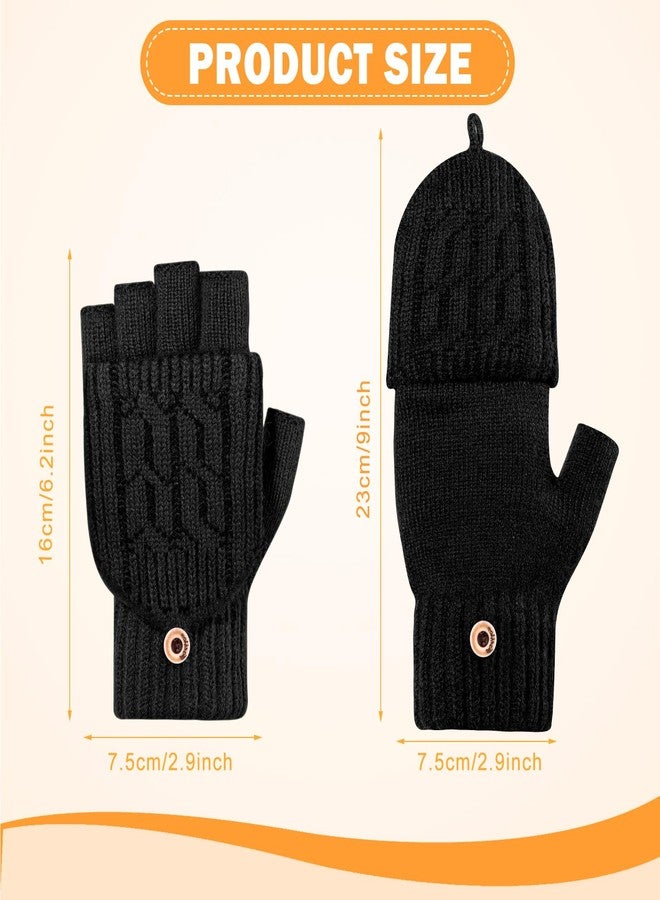 ونسينغ قفازات ONESING بدون أصابع للنساء، 3 أزواج، قفازات شتوية بدون أصابع مع أغطية للأصابع، قفازات قابلة للتحويل للطقس البارد - Image 2