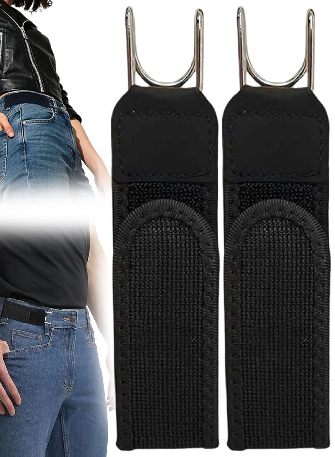 2 PCS Buckleless Belts For Men & Women, No Buckle Elastic Belt with Metal Hook, Stretch Adjustable Tactical Belt for Jeans Trousers, For Slightly Loose Pants - Image 1