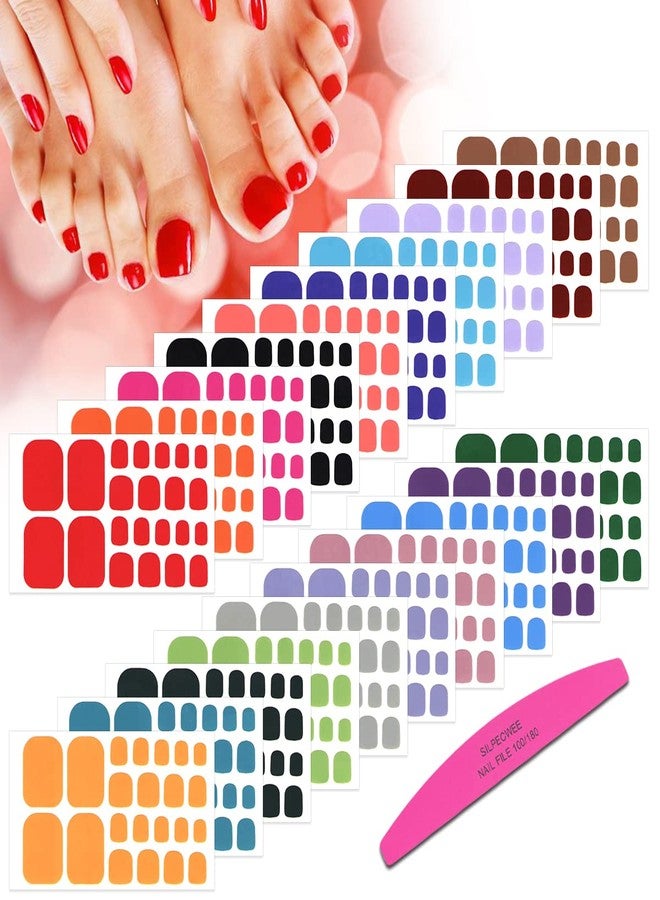 SILPECWEE 20 Sheets Toenail Polish Strips for Women Solid Color Toenail Stickers Full Nail Wraps for Girls Self Adhesive Toes Nail Stickers Gel Strips Manicure Design with File - Image 1