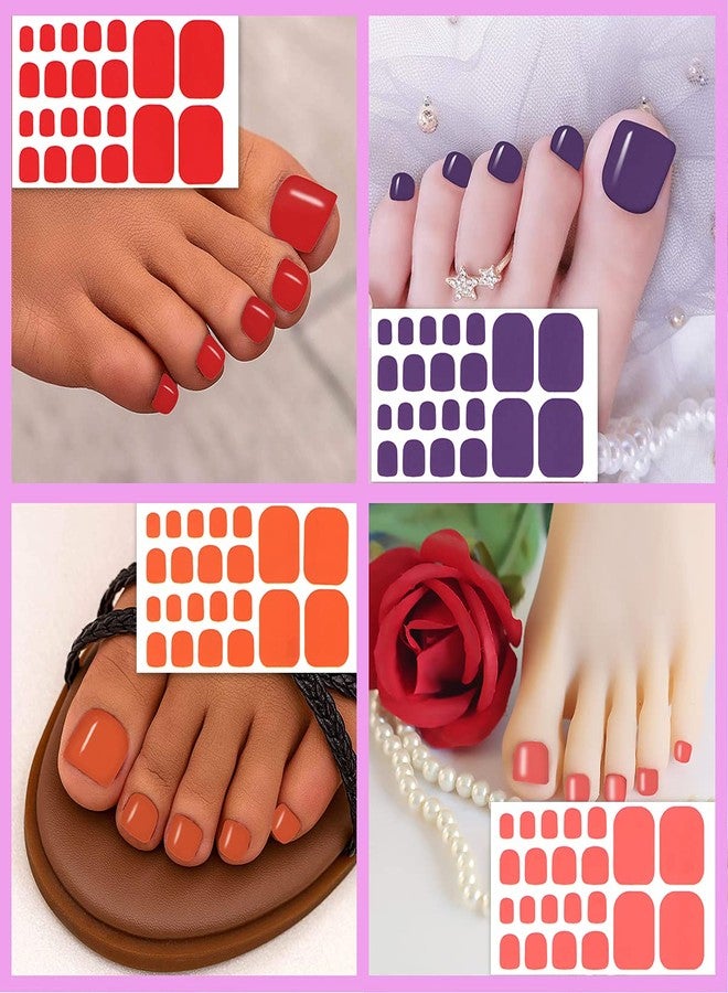 SILPECWEE 20 Sheets Toenail Polish Strips for Women Solid Color Toenail Stickers Full Nail Wraps for Girls Self Adhesive Toes Nail Stickers Gel Strips Manicure Design with File - Image 4