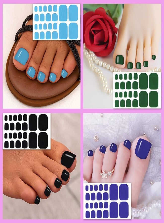 SILPECWEE 20 Sheets Toenail Polish Strips for Women Solid Color Toenail Stickers Full Nail Wraps for Girls Self Adhesive Toes Nail Stickers Gel Strips Manicure Design with File - Image 3